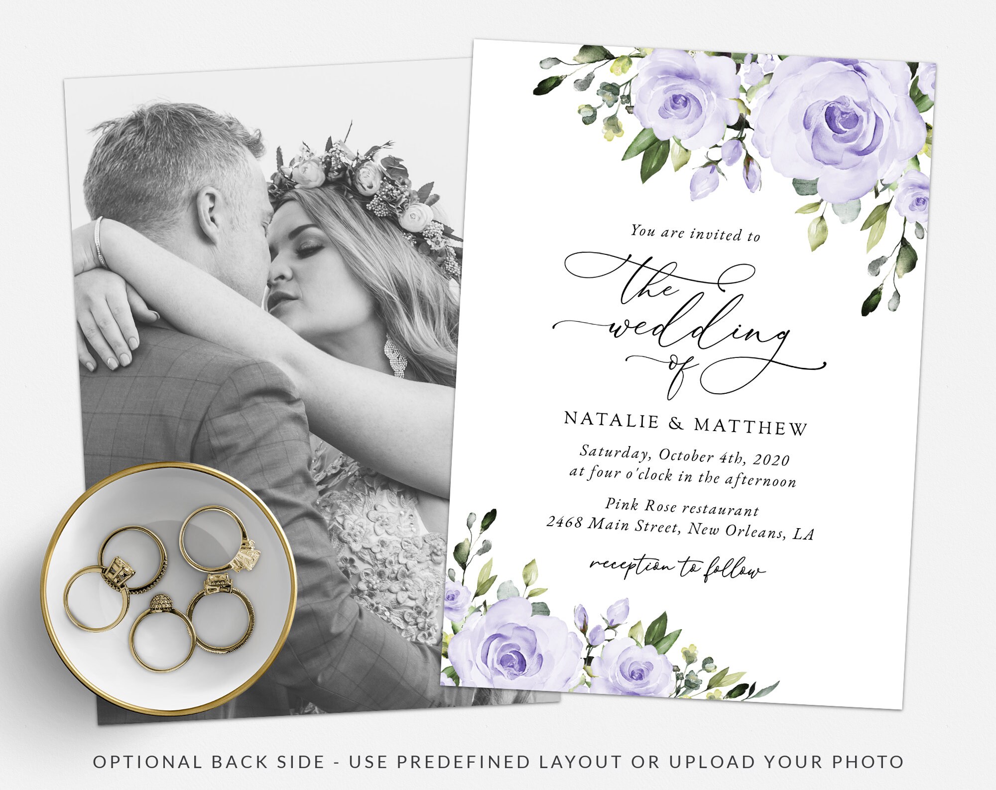 Floral Wedding Invitation Suite Purple Flowers Lilac - Etsy Canada