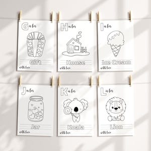 Baby's First ABC Book, Baby Shower Alphabet Book, Baby Shower Coloring Pages, Baby Shower Coloring Book, 2 Sizes Included, Instant Download image 4