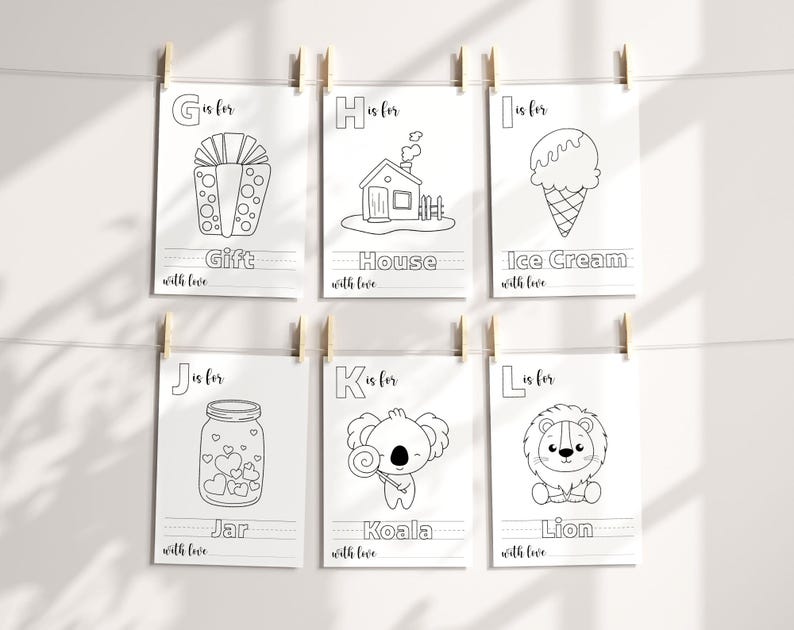 Baby's First ABC Book, Baby Shower Alphabet Book, Baby Shower Coloring Pages, Baby Shower Coloring Book, 2 Sizes Included, Instant Download image 4