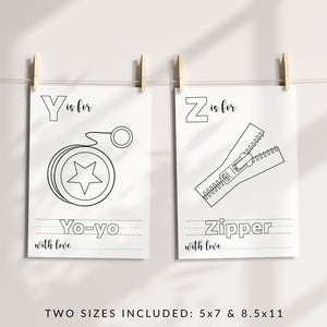 Baby's First ABC Book, Baby Shower Alphabet Book, Baby Shower Coloring Pages, Baby Shower Coloring Book, 2 Sizes Included, Instant Download image 7
