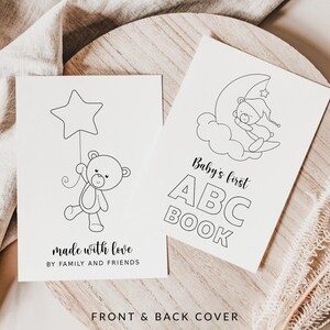Baby's First ABC Book, Baby Shower Alphabet Book, Baby Shower Coloring Pages, Baby Shower Coloring Book, 2 Sizes Included, Instant Download image 2