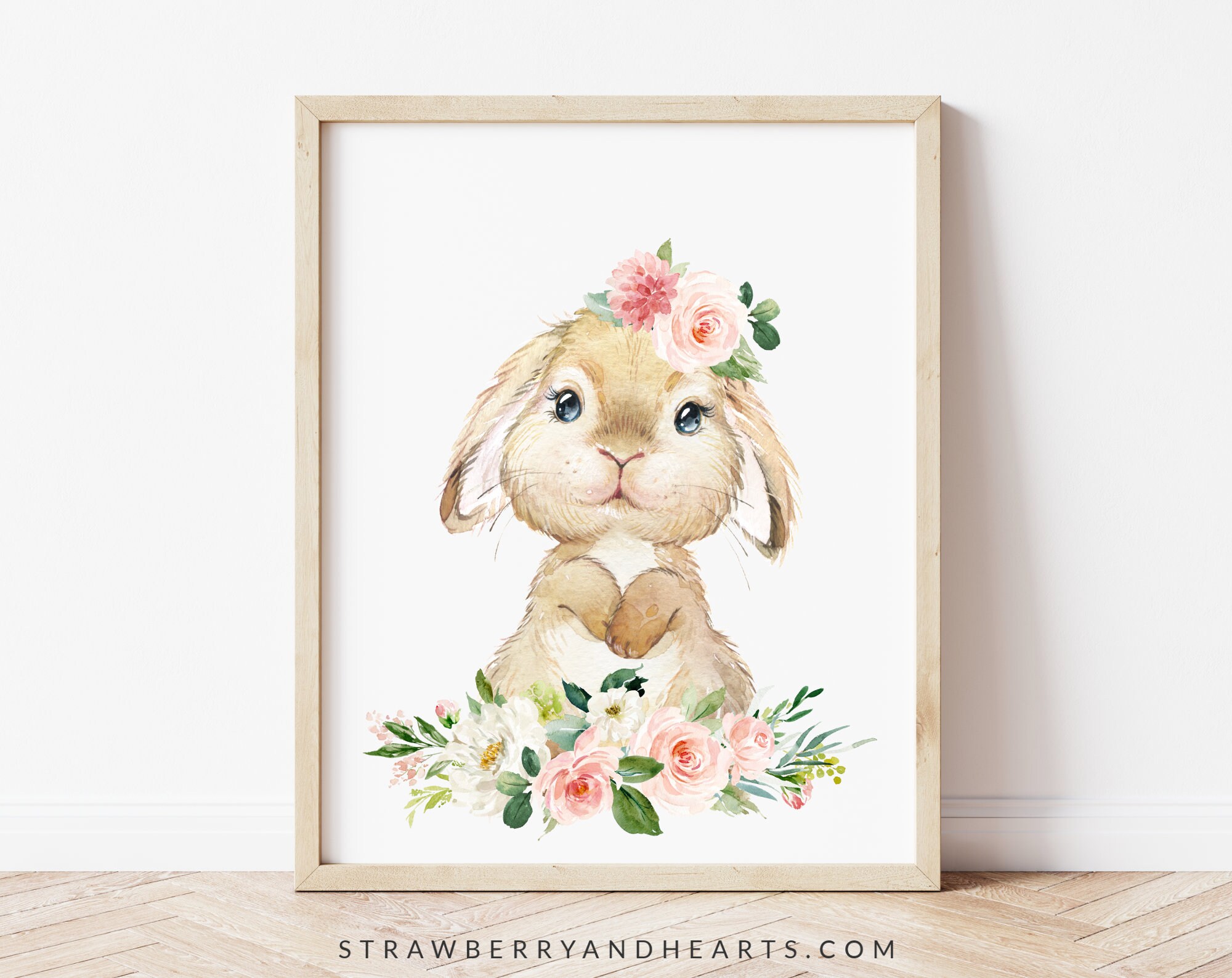 Bunny Nursery Prints Nursery Wall Art Set Of 2 Rabbit Pink Etsy