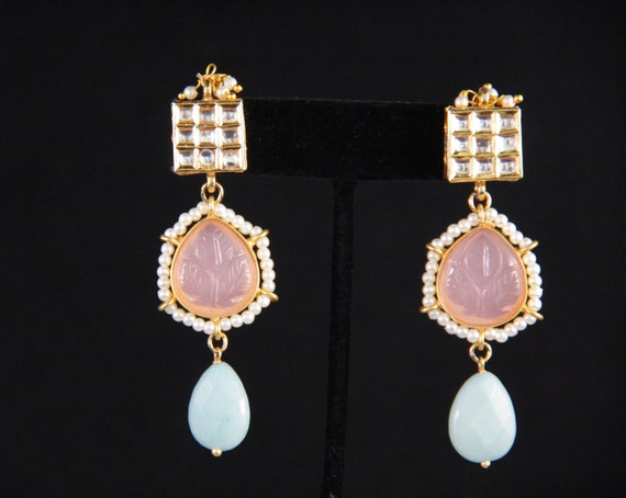 Kundan and Pink Stone Earrings