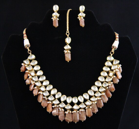 Gold and Brown Kundan Set