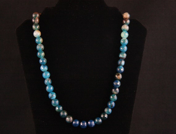 Blue Agate Bead Necklace