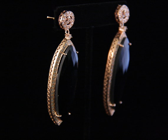 Black Onyx Diamond Earrings