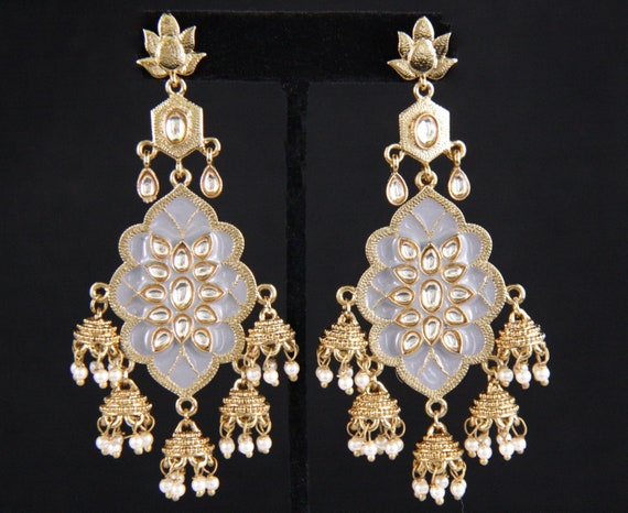 Grey Enamel Jhumkha