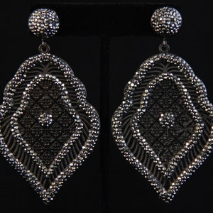 Black Pave Stone Filigree Earrings
