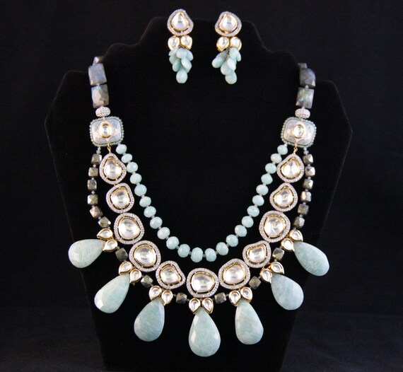 Blue Quartz and Kundan Set
