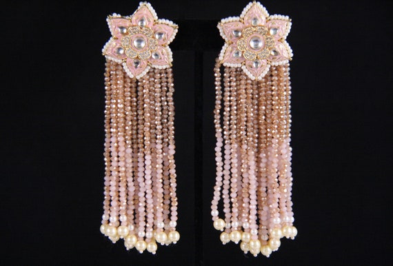 Crystal Bead Long Earrings