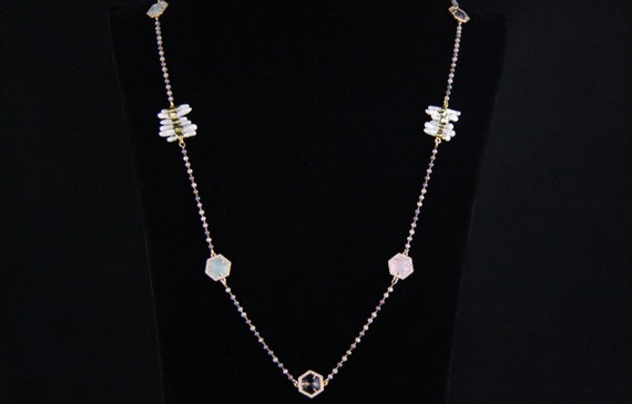 Pearl and Crystal Long Necklace
