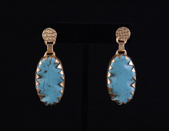 Long Turquoise Blue Earrings