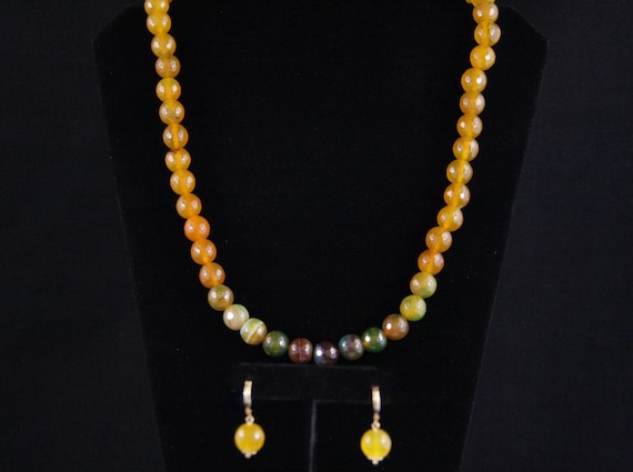 Burnt Yellow Agate Bead Necklace