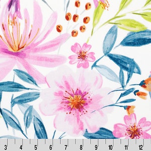 FLOWER MART MINKY Snow - Shannon Flower Mart Minky Snow - Modern Floral Minky - Shannon Floral Minky - Flower Mart Digital Cuddle Minky