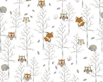 TREETOP Double-sided CLOUD MINKY Fabric - Shannon Treetop Cloud Cuddle Minky - Double-sided Woodland Minky - Outdoors Rustic Animals