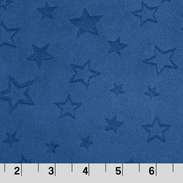 EMBOSSED STAR MIDNIGHT Blue Minky - Blue Star Minky - Blue Shannon Cuddle Embossed Star Minky - Midnight Blue Minky Stars - Star Cuddle