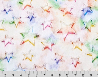 Luxe PRISM STARS VIBRANT Minky - Rainbow Star Minky - Shannon Cuddle Rainbow Star Minky - Luxe Rainbow Minky Stars - Prism Star Cuddle
