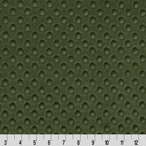 May include: A close-up of a green fabric with a textured pattern of small, raised circles. The fabric has a subtle sheen and a soft, plush feel.