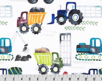 TRACTOR HAUL MINKY - Shannon Cuddle Minky Construction Trucks Minky Construction Vehicles Minky Print Truck Print Minky - Tractor Cuddle