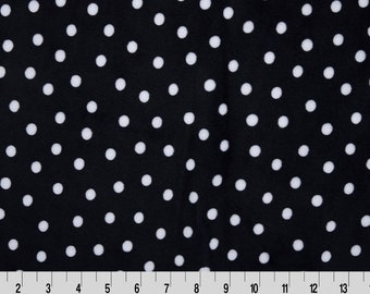 BLACK DOT MINKY - Polka Dot Shannon Cuddle Minky Black and White Minky - White Dots on Black Cuddle Minky Fabric