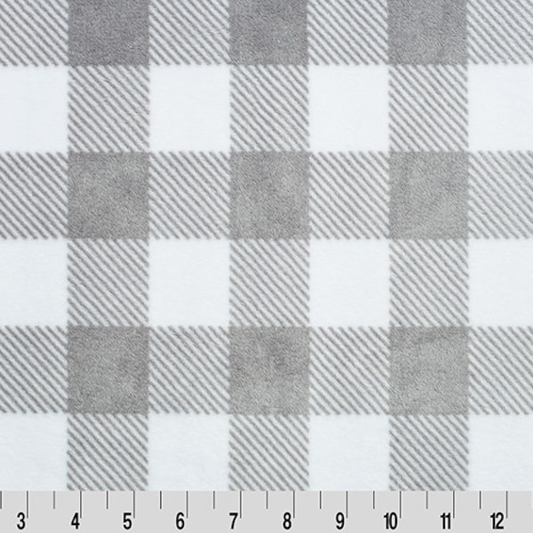 BUFFALO CHECK Minky Fabric GRAY white - Shannon Cuddle Minky Steel White Buffalo Check - Gray Buffalo Check Steel White Shannon Minky Fabric