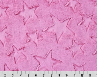 HOT PINK STARS Embossed Minky - Luxe Hot Pink Stars Minky - Pink Shannon Cuddle Embossed Star Minky - Luxe Hot Pink Minky Star Pink Cuddle