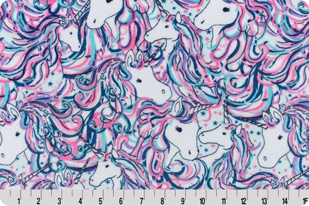Be a Unicorn Minky Fabric Shannon Cuddle Minky Be a Unicorn Print Pink