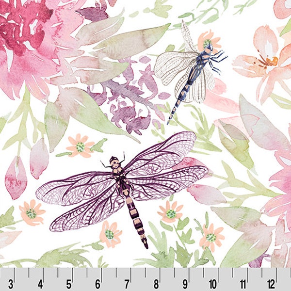 WILD DRAGONFLY MINKY Elderberry - Shannon Cuddle Minky Wild Dragonfly - Shannon Cuddle Minky Dragonfly Floral Minky Dragonfly Floral Minky