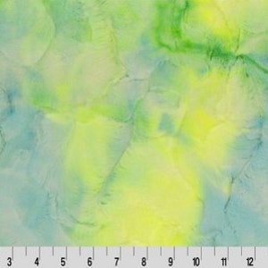 May include: Abstract fabric with a blue, green, and yellow tie-dye pattern.