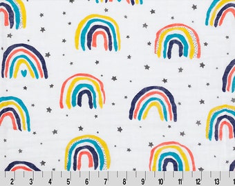 RAINBOW DOUBLEGAUZE EMBRACE - Shannon Rain Or Shine Double gauze - 100% Cotton Double gauze Rainbow Embrace Rain or Shine Cotton