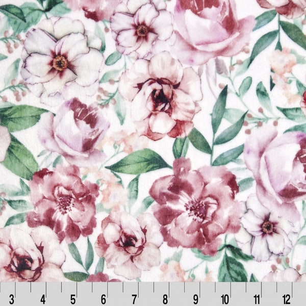 COUNTRY FLORAL MINKY - Floral Shannon Cuddle Minky Country Floral Minky - Woodrose Floral Minky Print - Matches Cowgirl Minky Fabric