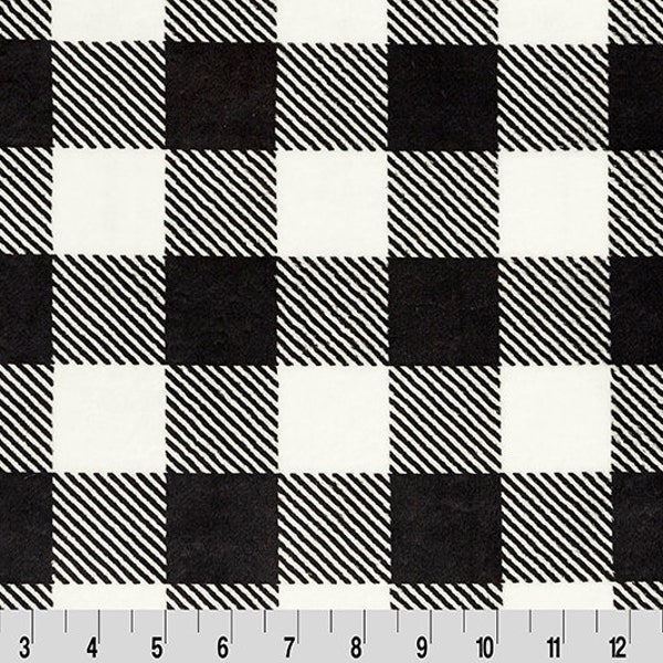 BUFFALO CHECK Black White Minky - Shannon Cuddle Minky Black White Buffalo Check - Black Buffalo Check Black White Shannon Minky Fabric