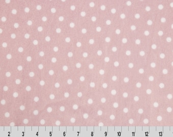 ROSEWATER DOT MINKY -  Polka Dot Shannon Cuddle Minky Pink and White Minky Dots - White Dots on Rosewater Cuddle Minky Fabric