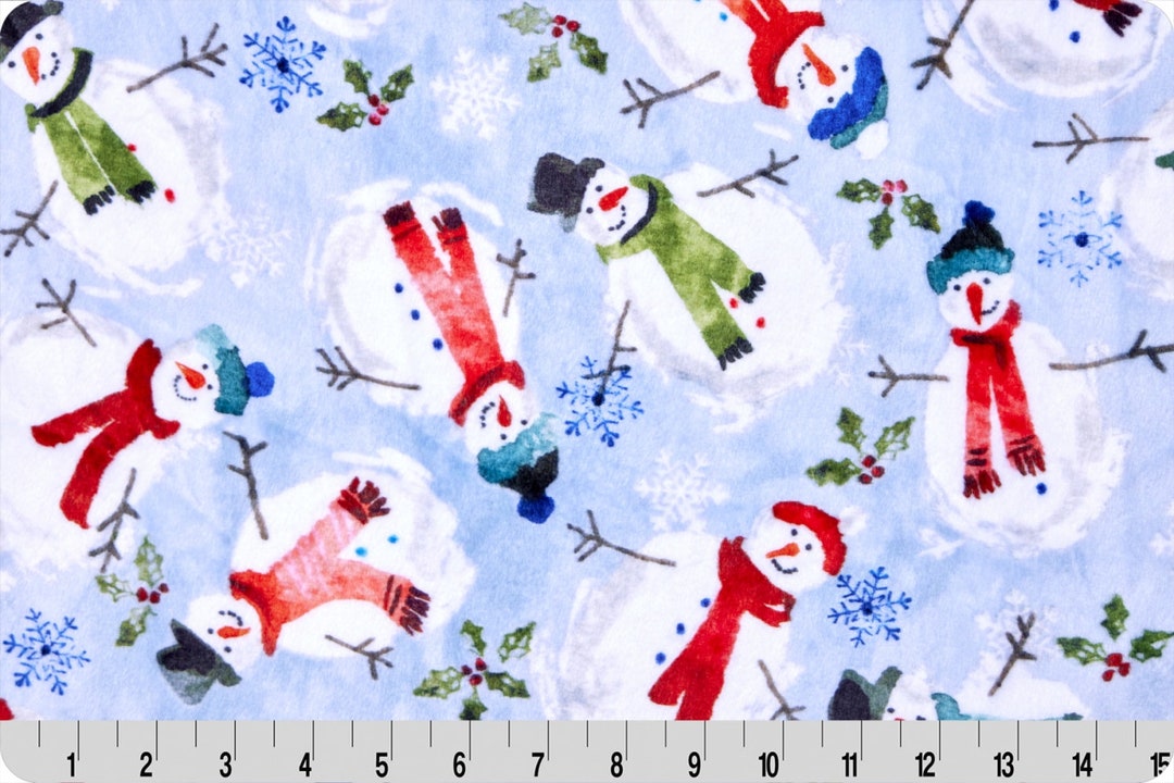 FROSTY SNOWMEN MINKY Winter Shannon Cuddle Minky Snowman Minky Print