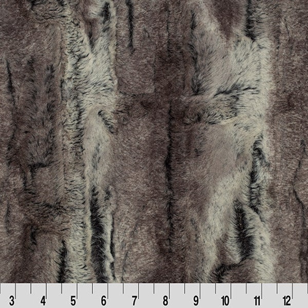 MOUNTAIN FOX MINKY Pewter/Beige  - Shannon Luxe Cuddle Minky Mountain Fox Pewter Beige Fox Minky Cuddle Luxe Mountain Fox Minky Fabric