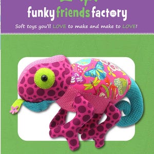 Coco Chameleon Stuffie Pattern - Chameleon Funky Friends Factory Pattern (not digital) for Chameleon Stuffy - Printed Pattern & Instructions