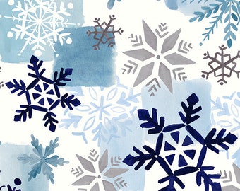SNOWFALL MINKY Navy - SNOWFLAKE Minky - Shannon Cuddle Minky Snowflakes - Christmas Minky Snowfall Minky - White Blue Snowflake Minky Cuddle