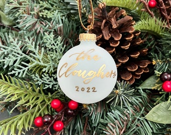 Personalized Frosted Glass Ornament: Christmas Ornament, Customized Ornament, Christmas Decor,  Holiday Decor,  Glass Ball Ornament