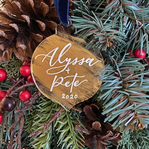 Painted Hand-lettered Acrylic Ornament 3&quot; | Holiday Ornament | Christmas Ornament | Holiday Gift | Stocking Tag | Classic Christmas