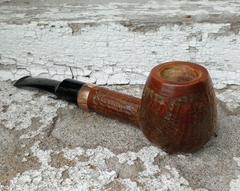 Rusticated Apple Pipe with Copper Ring and Ebonite Stem