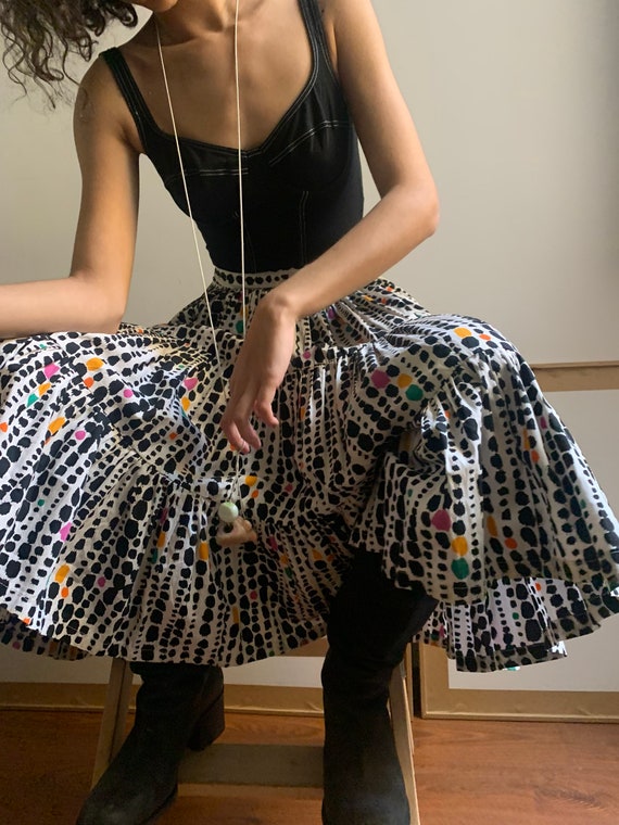 Vintage 1960s Cotton Tiered Skirt