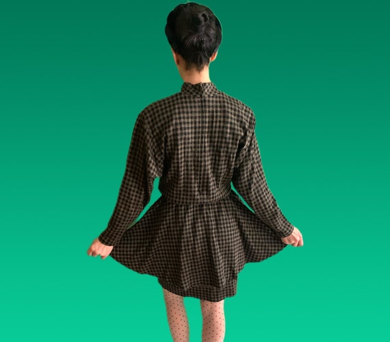 Vintage 1980s Houndstooth Peplum Dress, Sybil of C