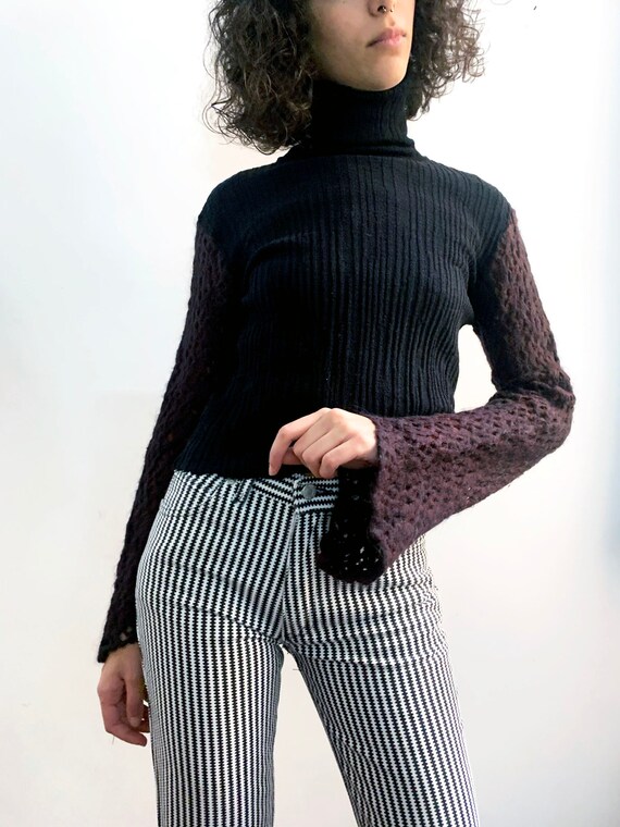 Dries Van Noten Crochet Sleeve Pleated Sweater