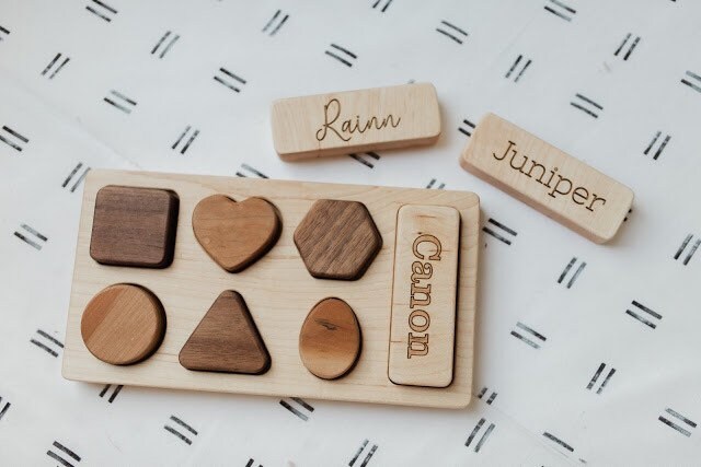 Personalized Organic Wooden Shape Sorter Puzzle - Handmade in the USA