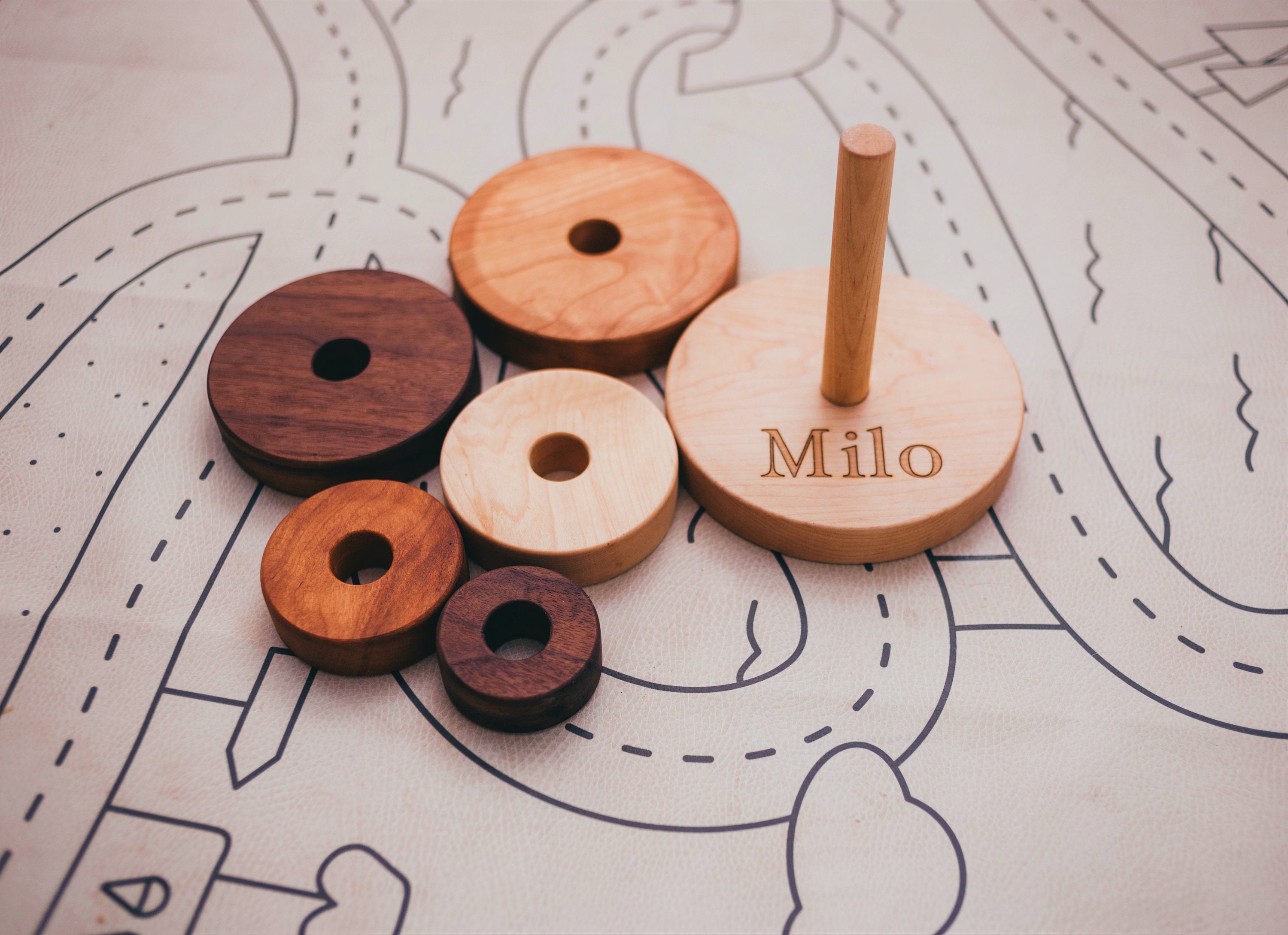 natural wooden stacking rings