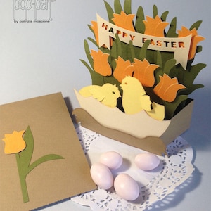 Caja de tarjetas de Feliz Pascua - Pascua - SVG 3D
