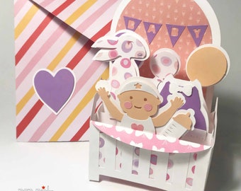 Cama pequeña - SVG 3D - tarjeta de bebé - bautismo