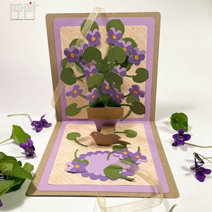 Violets Pop up - Mother's day gift - Silhouette file - Cricut file