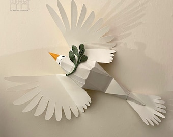 Paloma blanca - Pájaro lowpoly - Archivo de silueta - Regalo de Pascua