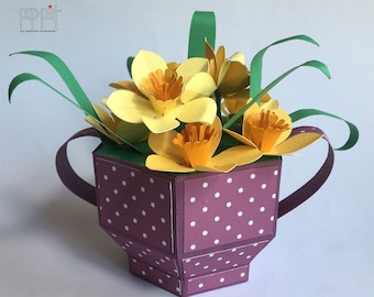 Pot of daffodils - mother's day - silhouette files - cricut files